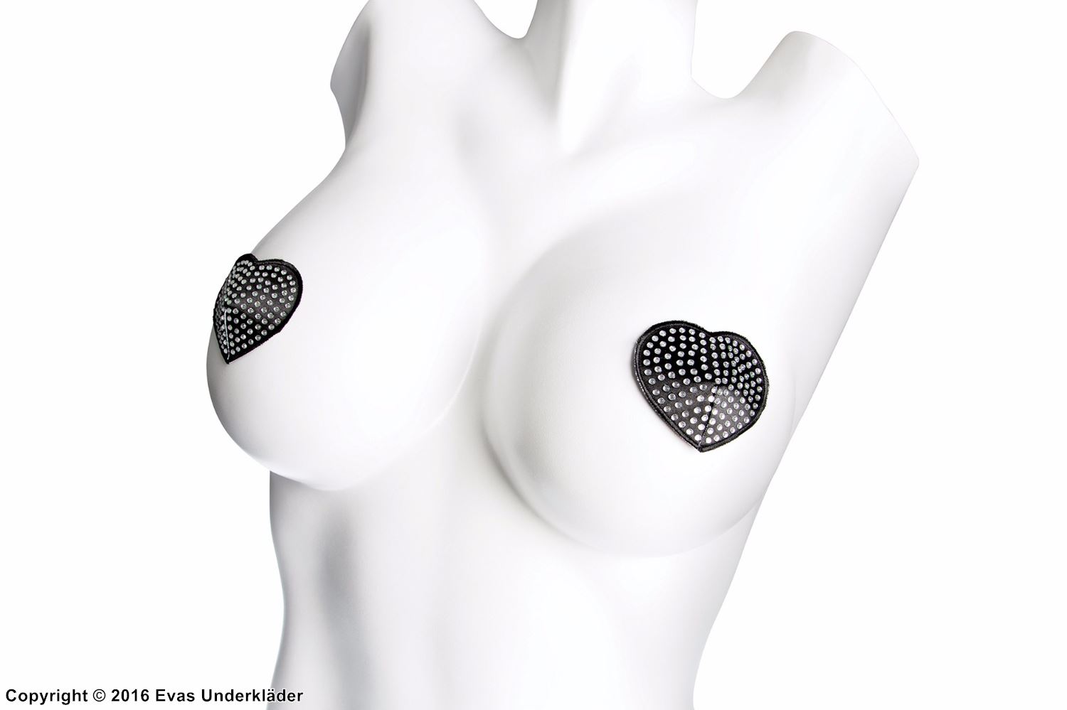 Self-adhesive nipple cover/patch, rhinestones, hearts